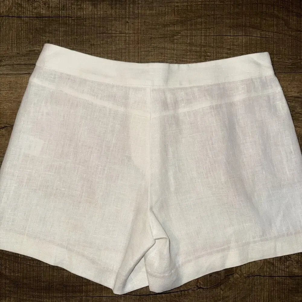 JOIE Off White 100% Linen Shorts Sz 10- 32W 4.5L EUC Beach Quiet Luxury Resort - Picture 3 of 9